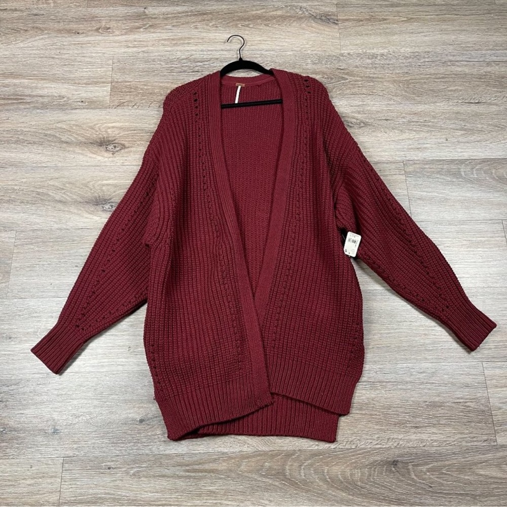 NEW/NWT Free People Women's Open Front Knit Cardigan Size S Maroon